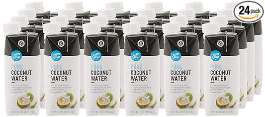 Amazon Brand - Happy Belly Coconut Water, 11.2 fl oz (Pack of 24)