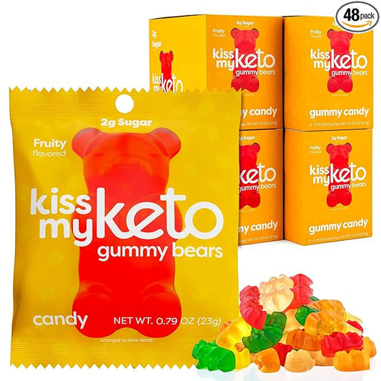 Kiss My Keto Gummies Candy – Low Carb Candy Gummy Bears, Keto Snack Pack – Healthy Candy Gummys – Sugar Free Gummy Bears, Keto Gummy Bear Candy – Keto Gummy Bears (48-pack)
