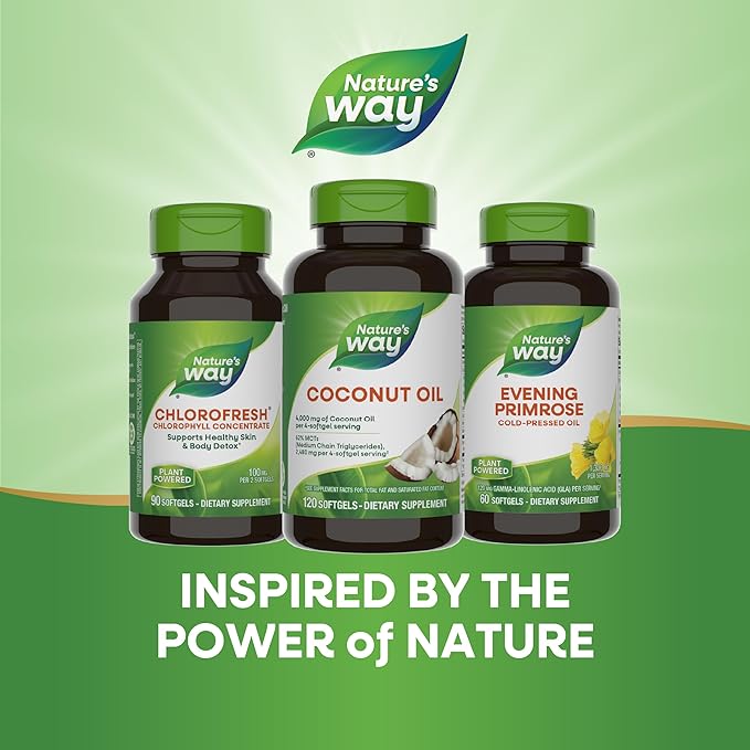 Nature's Way Coconut Oil, 62% MCTs, Hexane Free, 120 Softgels (Packaging May Vary)