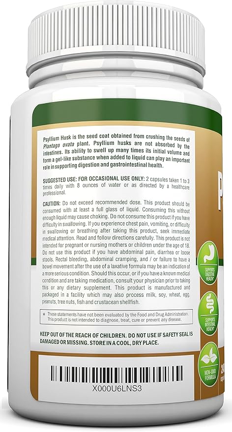 PSYLLIUM HUSK CAPSULES 1450mg Per 240 Capsules 100% Natural