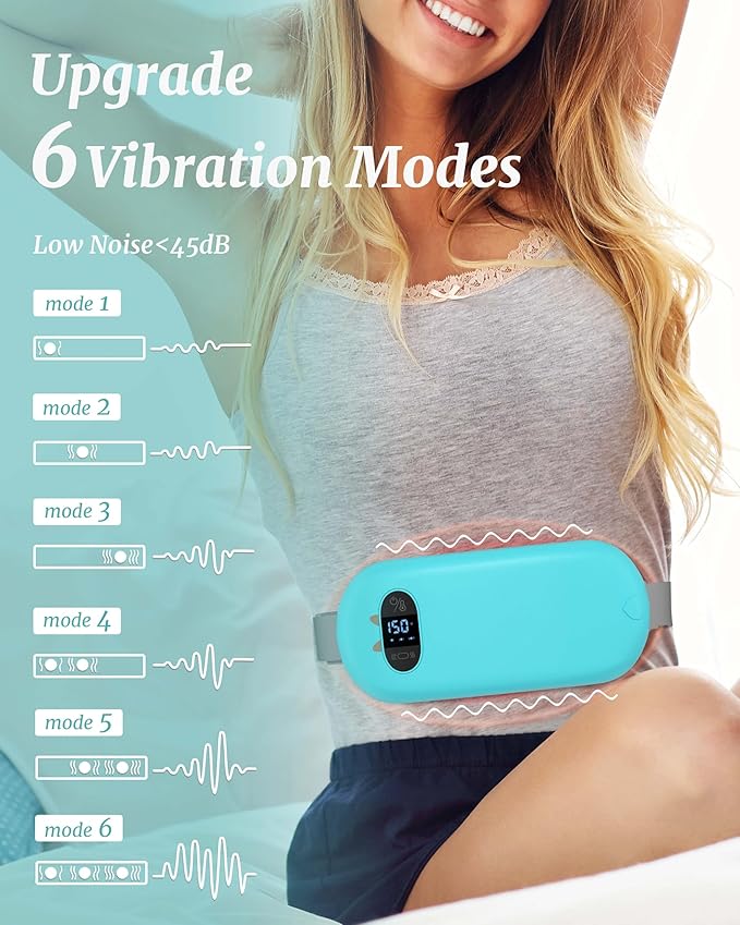 Portable Heating Pad for Cramps, Upgrade 6 Heat 6 Massage