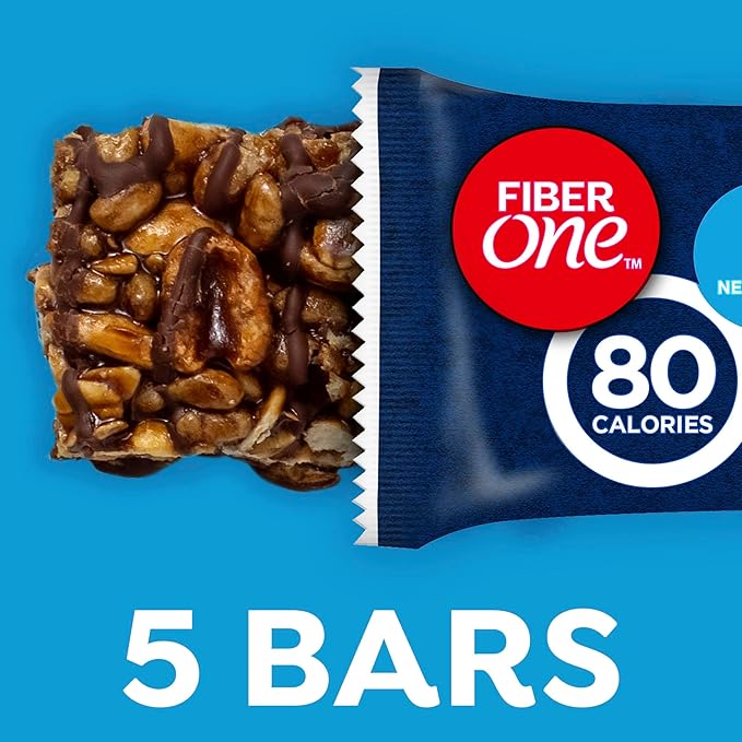 Fiber One 80 Calorie Chewy Bars, Chocolate, Snack Bars, 5 Ct, 4.1 oz