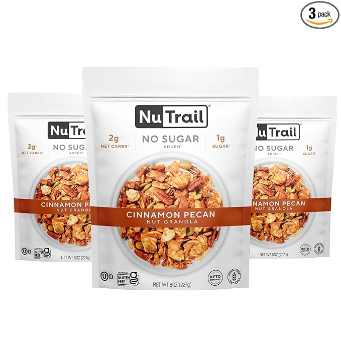 NuTrail Nut Granola Cereal, Cinnamon Pecan, 8 oz. 3 Count