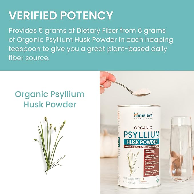 Himalaya Organic Psyllium Husk Powder, Daily 113 Teaspoon 24 Oz