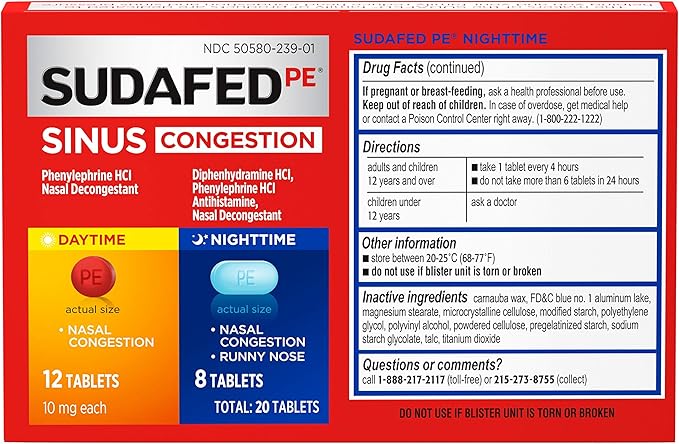 Sudafed PE Day and Night Sinus 20 Count
