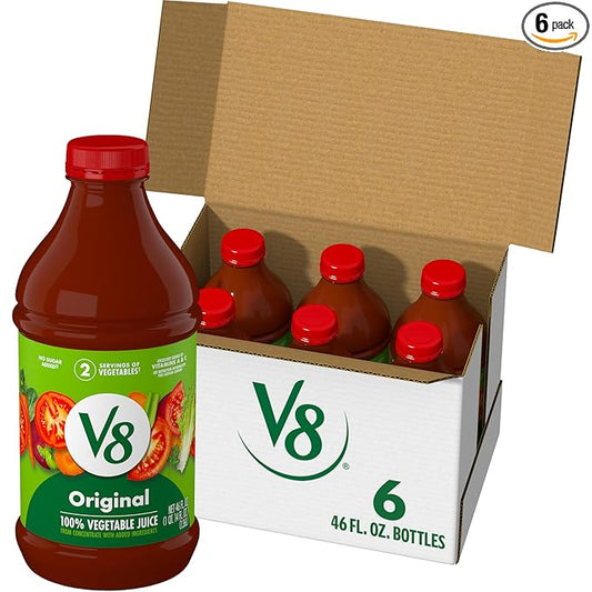 V8 Original 100% Vegetable Juice, 46 fl oz Bottle (6 Pack)
