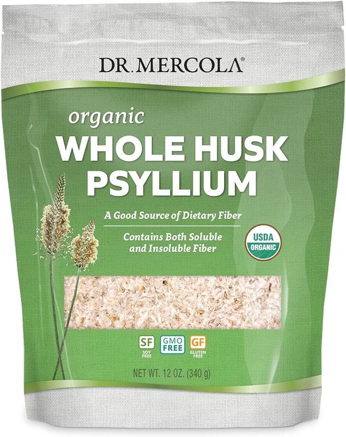 Dr. Mercola Organic Whole Husk Psyllium 68 Servings (12 Ounces),