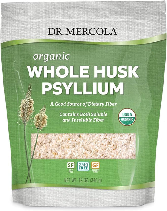 Dr. Mercola Organic Whole Husk Psyllium 68 Servings (12 Ounces),