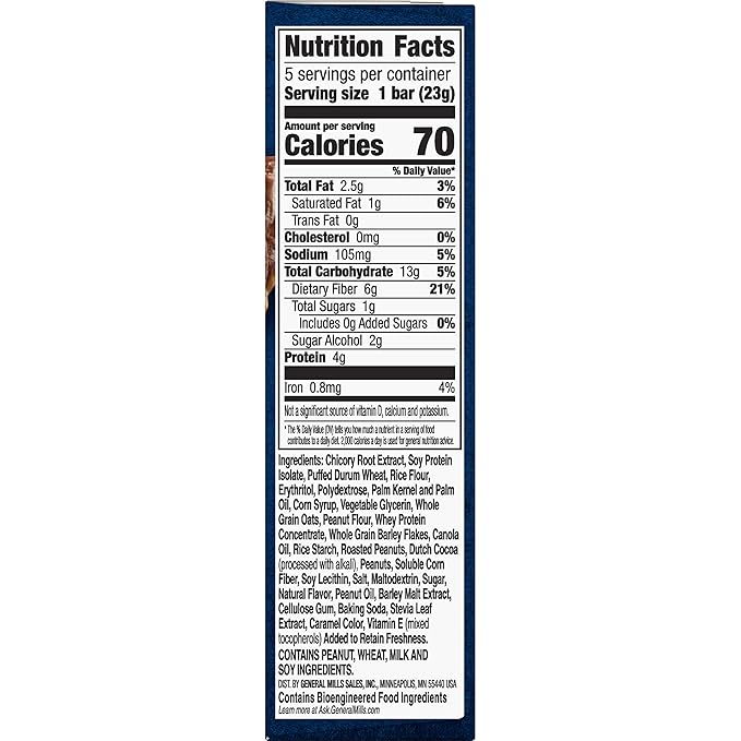 Fiber One 70 Calorie Chewy Snack Bars, Chocolate Peanut Butter, 5 ct (Pack of 4)