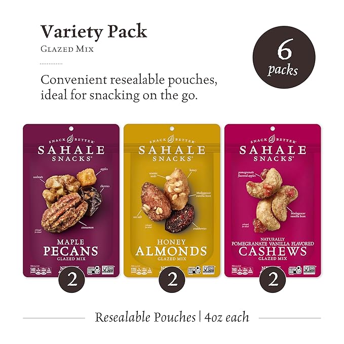 Sahale Snacks Glazed Nut Mix Variety 4 Ounces 6)