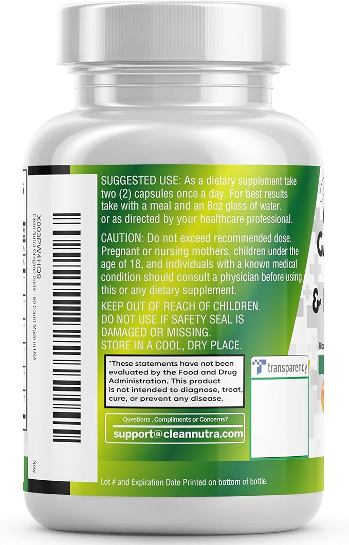 Clean Nutraceuticals Oregano Oil Garlic Extract D3 & 1Pack