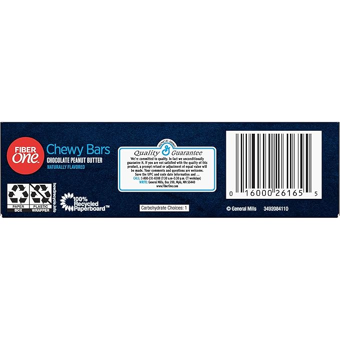 Fiber One 70 Calorie Chewy Snack Bars, Chocolate Peanut Butter, 5 ct (Pack of 4)