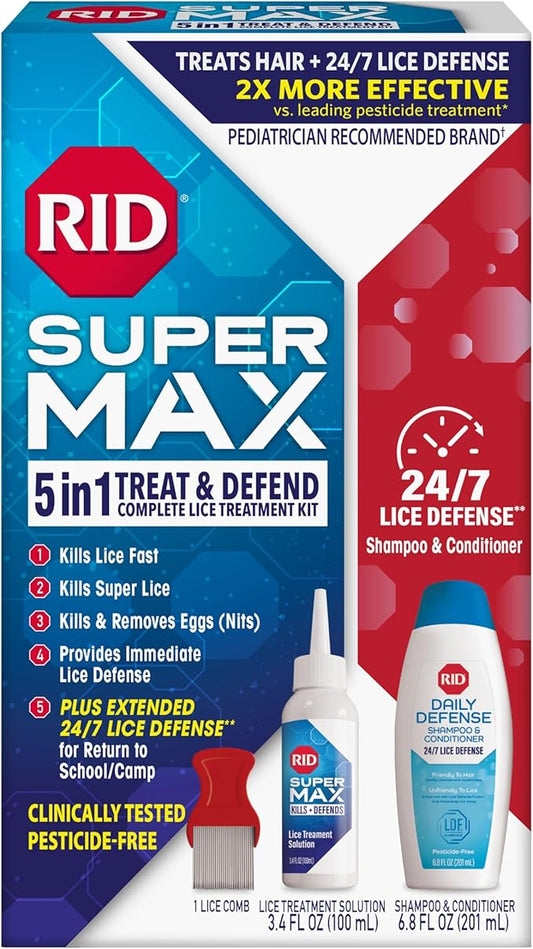 RID Super Max Lice Treatment Kit, 24/7 Lice 3.4 FL 6.8 FL