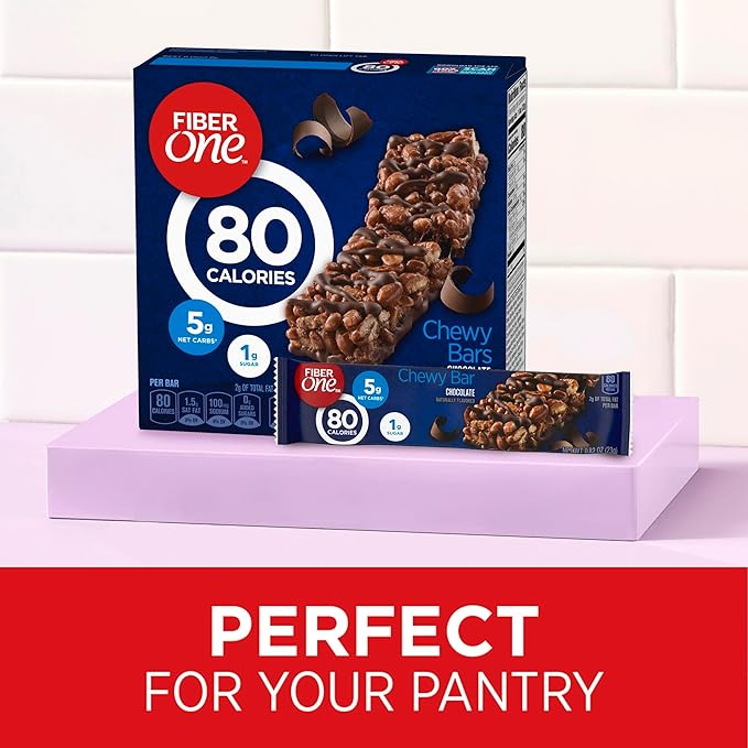 Fiber One 80 Calorie Chewy Bars, Chocolate, Snack Bars, 5 Ct, 4.1 oz