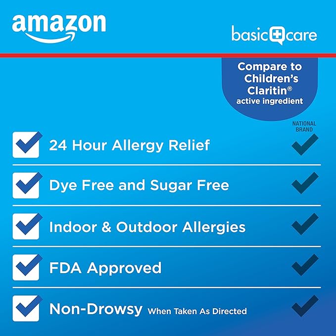Amazon Basic Care Children’s Allergy Medicine, 24 Hour 5 mg/5 mg/5 mL, 2 and 8 fl 1)