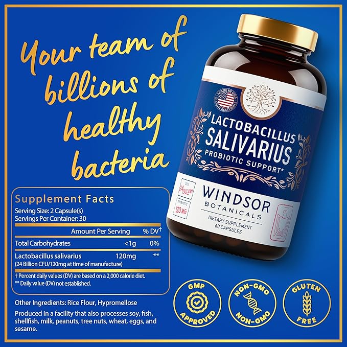Lactobacillus Salivarius Probiotic Capsules 24bn CFU, 2-Pack 120 120 Caps