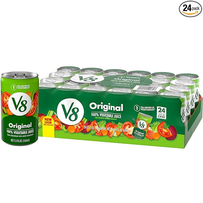 V8 Original 100% Vegetable Juice, 5.5 fl oz Can (24 Pack)