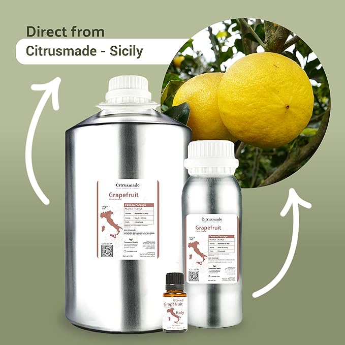 Grapefruit Essential Oil - Direct from Citrusmade in Sicily- Pure Essential Oil for Diffusers and Aromatherapy | 100% Pure Therapeutic Grade (25LBS)