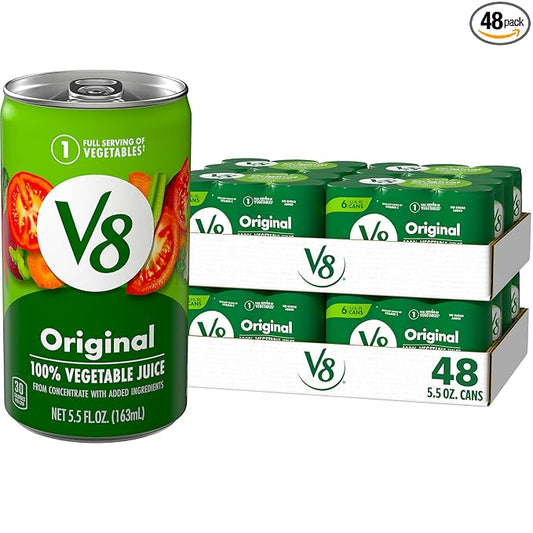 V8 Original 100% Vegetable Juice, 5.5 fl oz Can (48 Pack)