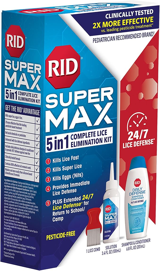 RID Super Max Lice Treatment Kit, 24/7 Lice 3.4 FL 6.8 FL