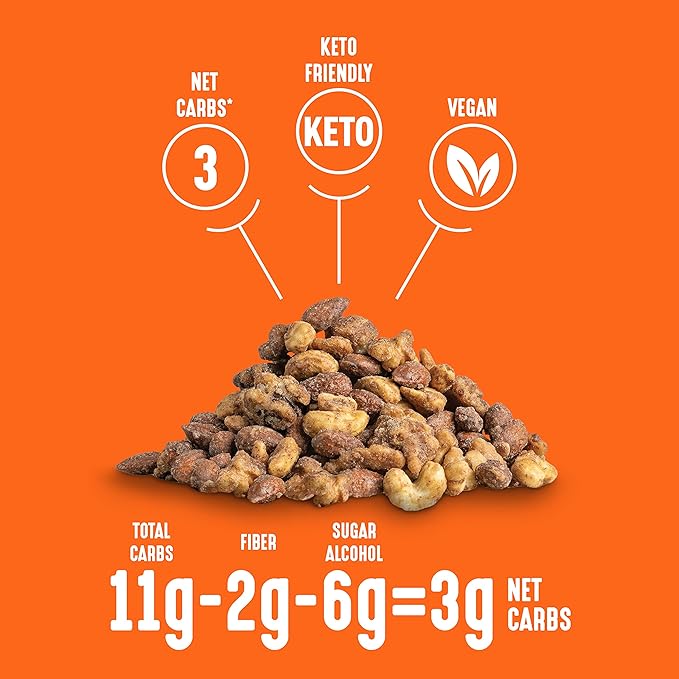 Lakanto Candied Nuts Cinnamon Glazed - No Sugar Added, Sweetened with Monk Fruit, 3 Net Carbs, Keto Diet Friendly, Vegan, On the Go Snack Anytime (Cinnamon Glazed)
