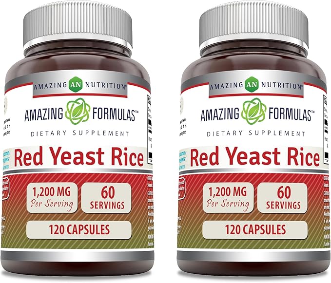 Amazing Formulas Red Yeast Rice 1200mg (120 Count 2 Pack)