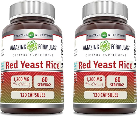 Amazing Formulas Red Yeast Rice 1200mg (120 Count 2 Pack)