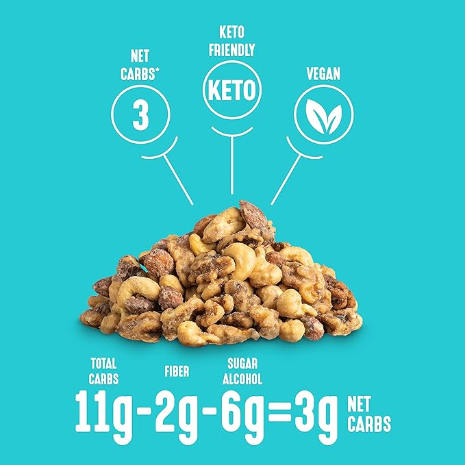 Lakanto Candied Nuts Simple Glazed - No Sugar Added, Sweetened with Monk Fruit, 3 Net Carbs, Keto Diet Friendly, Vegan, On the Go Snack Anytime (Simple Glazed)
