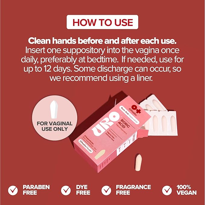 URO Boric Acid Vaginal Suppository – 12 Count 1)