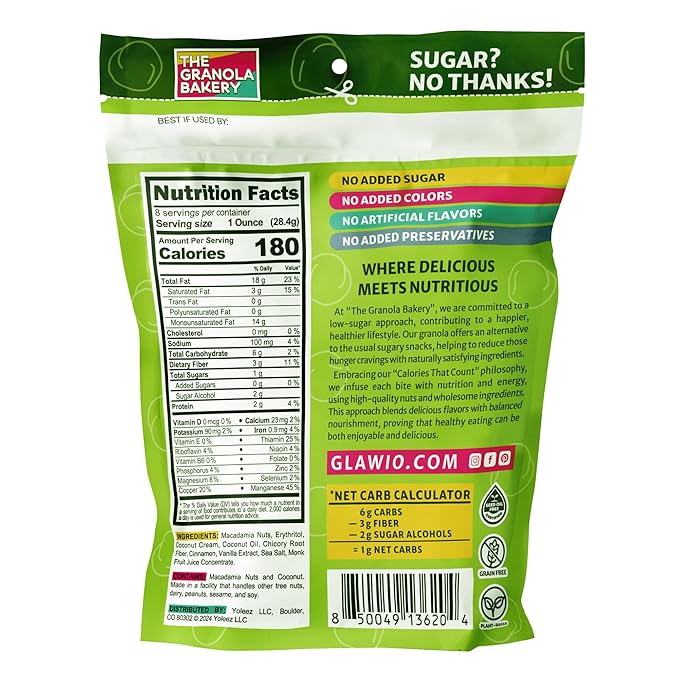 TGB Cinnamon Macadamia Nuts, Keto Friendly, No Added Sugar, Gluten Free, Healthy Low Carb Snack, 8oz Resealable Bag (Pack of 1)