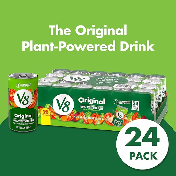 V8 Original 100% Vegetable Juice, 5.5 fl oz Can (24 Pack)