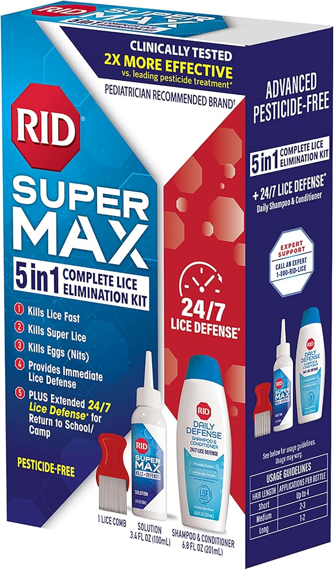 RID Super Max Lice Treatment Kit, 24/7 Lice 3.4 FL 6.8 FL