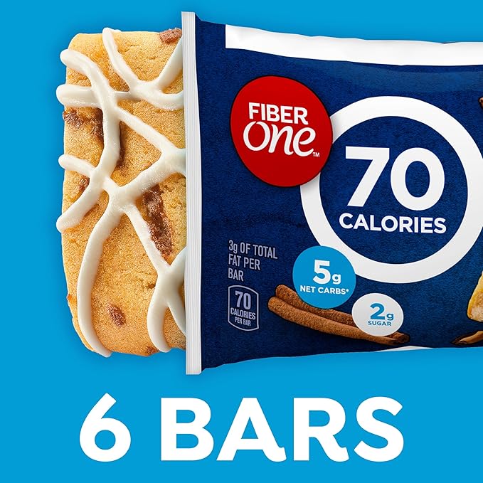 Fiber One 70 Calorie Soft-Baked Bars, Cinnamon Coffee Cake, 6 Bars, 5.34 oz (Pack of 8)