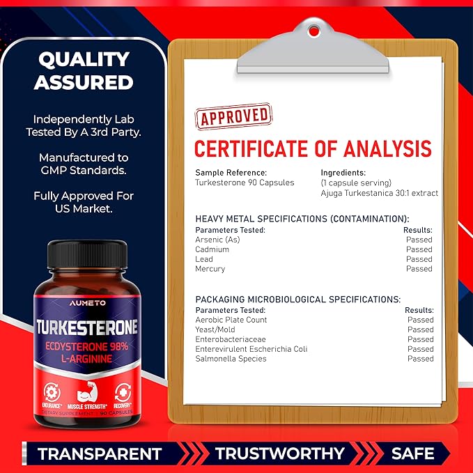 Turkesterone Supplement - Enhanced with L-Arginine, D3 - (90 Count 1))