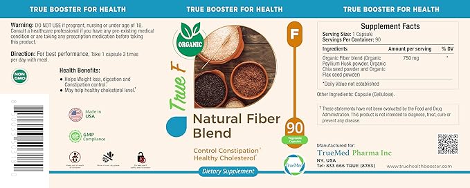 Natural Fiber Blend Supplement 750mg Organic