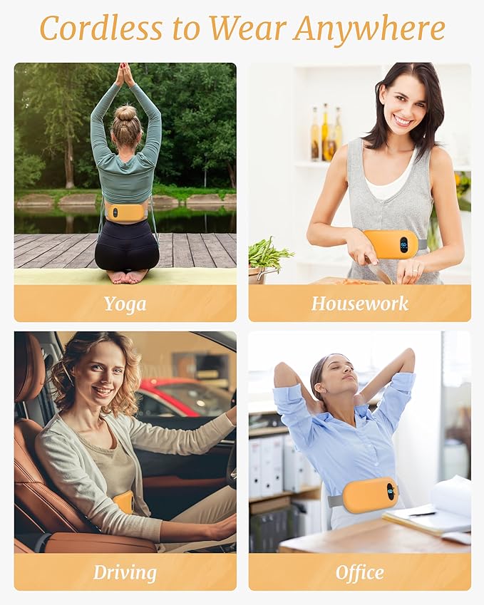 Portable Heating Pad for Cramps, Upgrade 6 Heat 6 Massage
