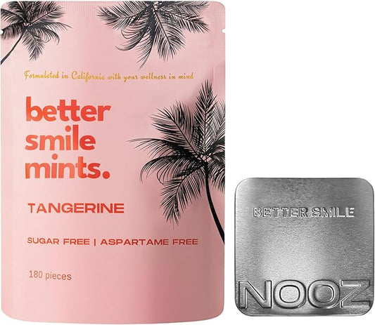 NOOZ Better Smile Mints - Oral Health Support & Fresh Breath - Zesty Flavor | Sugar-Free, Aspartame-Free Mints for Teeth & Gum Protection - No Artificial Flavors or Sweeteners - 180 Mints Refill Bag