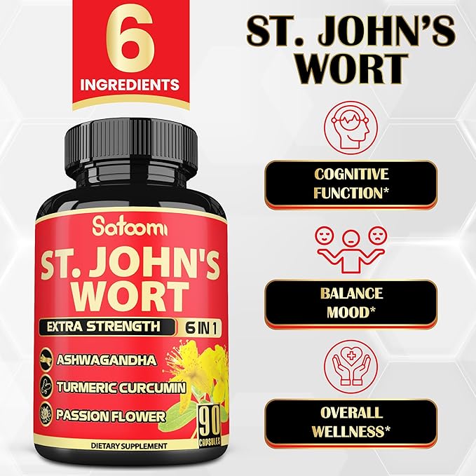 Satoomi St. John's Wort Capsules Extract 5050mg - 90 Veggie 3-Month Supply