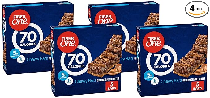 Fiber One 70 Calorie Chewy Snack Bars, Chocolate Peanut Butter, 5 ct (Pack of 4)