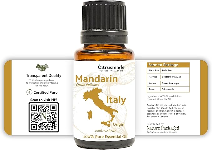 Pure Mandarin Essential Oils - Essential Oils for Diffusers Aromatherapy & Humidifiers (2LB)- Promotes Rest & Wellness | Natural Cold-Pressed
