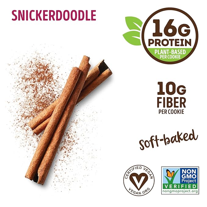 Lenny & Larry's The Complete Cookie, Snickerdoodle, Soft Baked, 16g Plant Protein, Vegan, Non-GMO, 4 Ounce Cookie (Pack of 12)