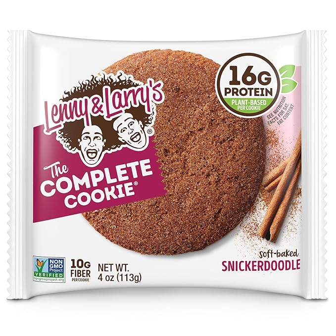 Lenny & Larry's The Complete Cookie, Snickerdoodle, Soft Baked, 16g Plant Protein, Vegan, Non-GMO, 4 Ounce Cookie (Pack of 12)