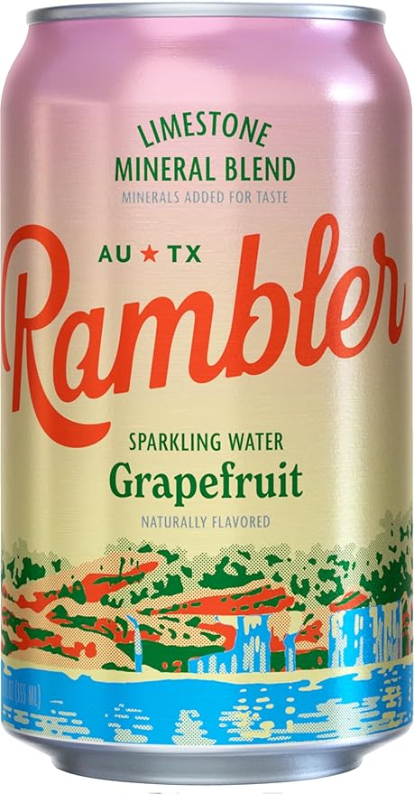 AUTX RAMBLER Grapefruit Sparkling Water, Limestone Mineral Blend 12-Ounce Cans, Three 8-Packs (24 Cans)