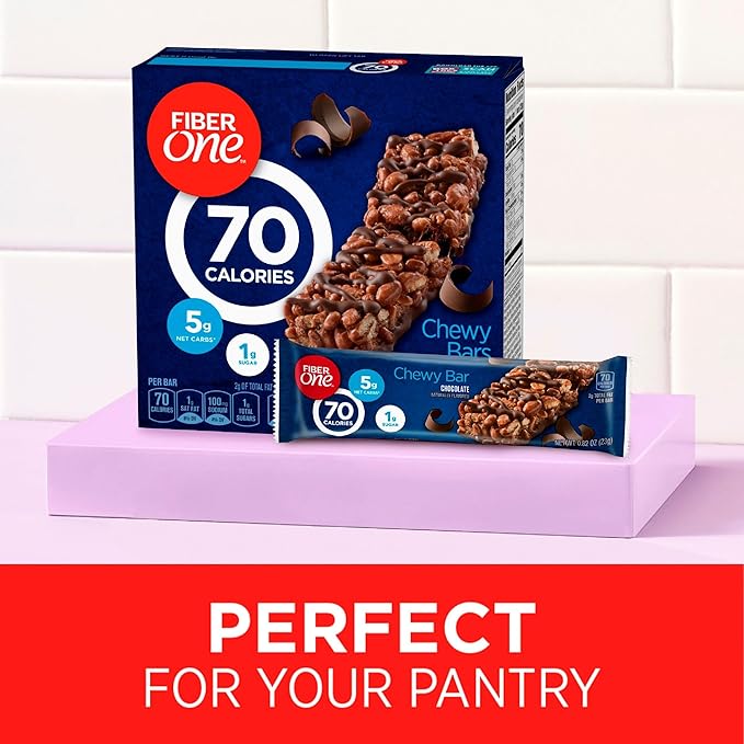 Fiber One 80 Calorie Chewy Bars, Chocolate Peanut Butter, Snack Bars, 5 Ct, 4.1 oz