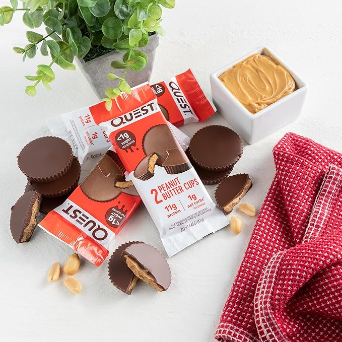 Quest Nutrition Peanut Butter Cups, 11g Protein, 1g Sugar, Low Carb, Gluten Free, Keto Friendly, 4 Count