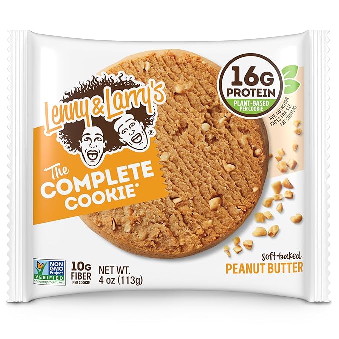 Lenny & Larry's The Complete Cookie, Peanut Butter, Soft Baked, 16g Plant Protein, Vegan, Non-GMO, 4 Ounce Cookie (Pack of 12)
