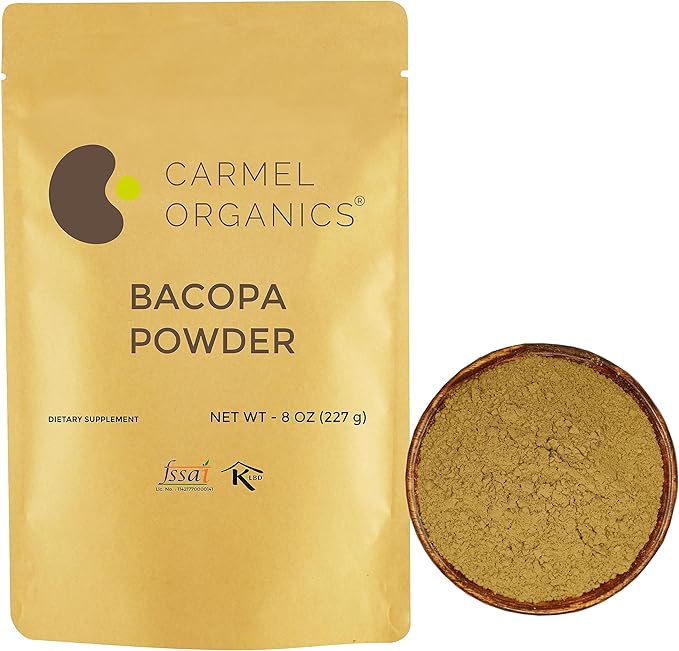 CARMEL ORGANICS Bacopa Monnieri/Brahmi Powder 8 Ounce 0.5 Lb/ 227 Grams(Pack 1) |