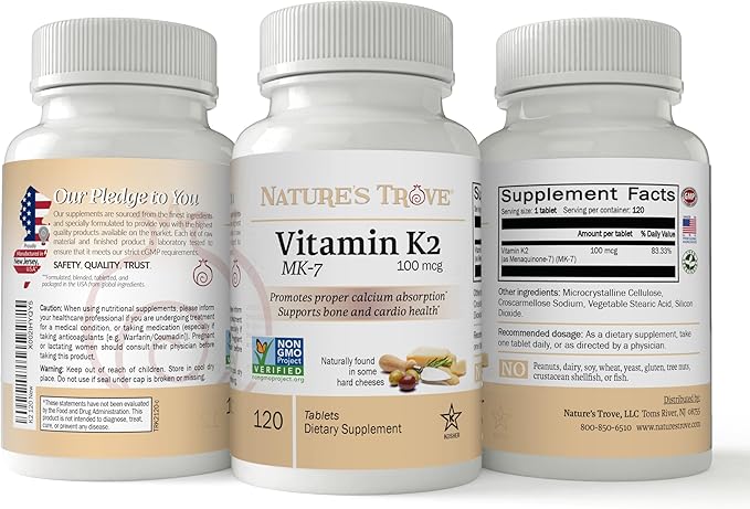 Nature's Trove Vitamin K2 MK7 Supplement, 100mcg, 120 120 Count,