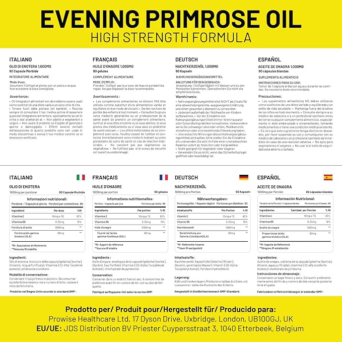Evening Primrose Oil 1000mg with Vitamin B6 90 90 Softgels| 90mg GLA