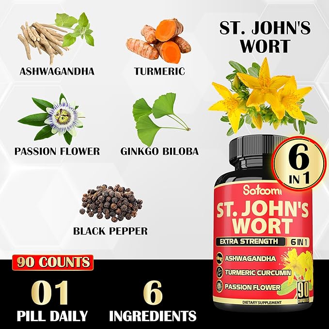 Satoomi St. John's Wort Capsules Extract 5050mg - 90 Veggie 3-Month Supply